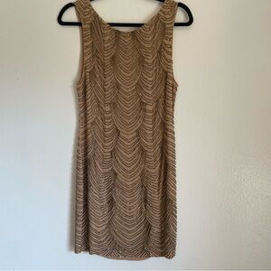 ALICE + OLIVIA nude beaded cocktail dress